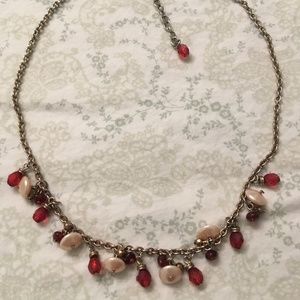 15" red/cream necklace